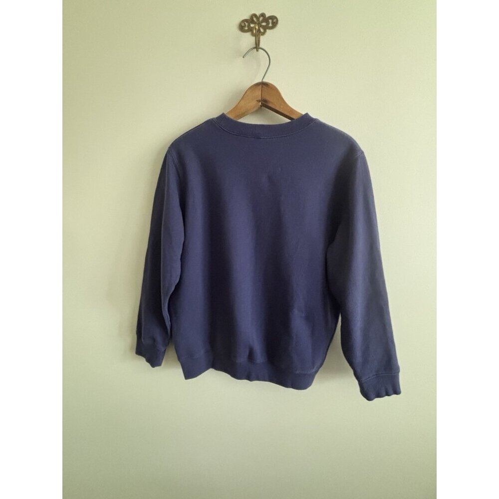 Vintage Winter Cardinal Bird Embroidery Blue Sweatshirt Pet Large 80s - Picture 7 of 12